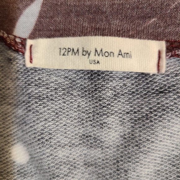 12PM By Mon Ami Women's Small Knit Top Polka Dot Long Sleeve Gray Mauve Size S - Picture 2 of 8